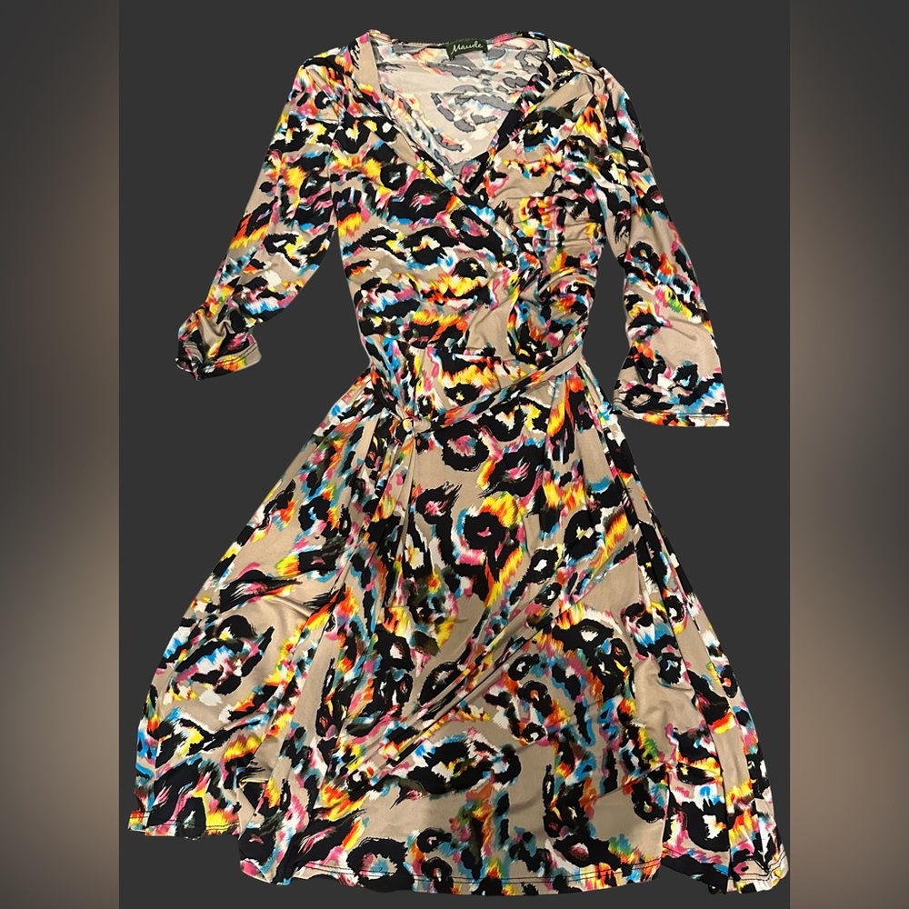 Maude Colorful Dress Faux Wrap Dress